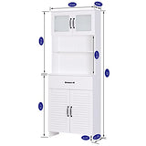 63" Freestanding Cabinet,Bathroom Storage Cabinet with Double Doors and Drawers