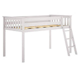 Low Loft Bed, Twin Bed Frame For Kids, White