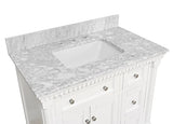 Bathroom Vanity Includes White Cabinet with Authentic Italian Carrara Marble