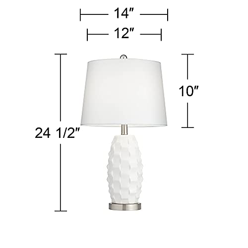 Brad Modern Coastal Style Accent Table Lamps 24.5" High Set of 2 LED Scalloped White