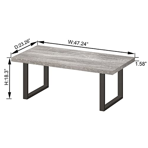 Rustic Coffee Table, Wood and Metal Simple Industrial Modern Center Table