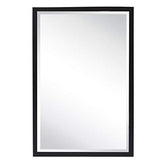 Black Metal Framed Recessed Bathroom Medicine Cabinet with Mirror Rectangle Beveled