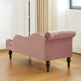 Tufted Upholstered Velvet Rolled Arm Chaise Lounges Indoor Chair