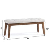 Button-Tufted Bench for End of Bed, Entryway Bench with Upholstered Linen Fabric