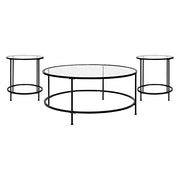 Living Room Coffee Table, Set, Clear/Matte Black