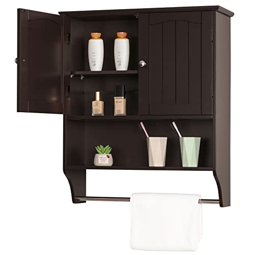 Bathroom Wall Cabinet with 1 Adjustable Shelf & Double Doors, Medicine Cabinet
