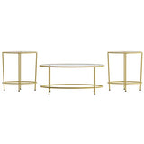 Astoria Collection Coffee and End Table Set - Clear Glass Top with Round Matte Gold Frame