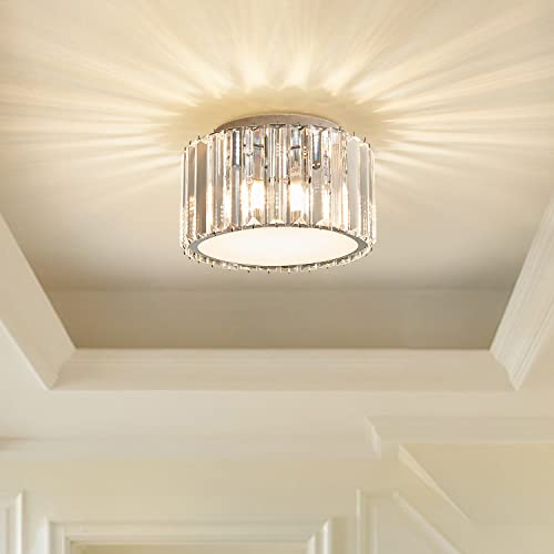 Modern Crystal Ceiling Light Fixture, Mini Flush Mount Crystal Chandelier