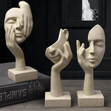 3 Pcs Thinker Statue, Silence is Gold Abstract Art Figurine