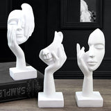 3 Pcs Thinker Statue, Silence is Gold Abstract Art Figurine