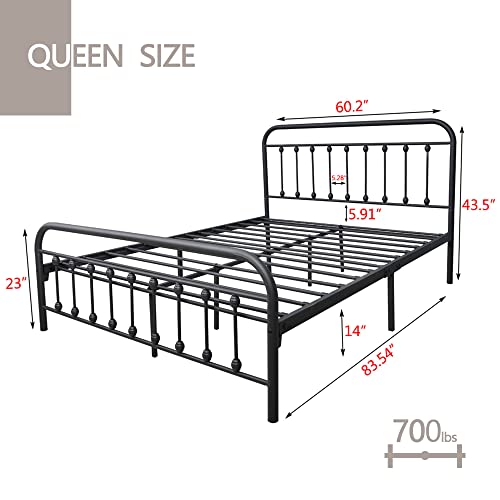 Metal Bed Frame , Victorian Vintage Style Headboard and Footboard