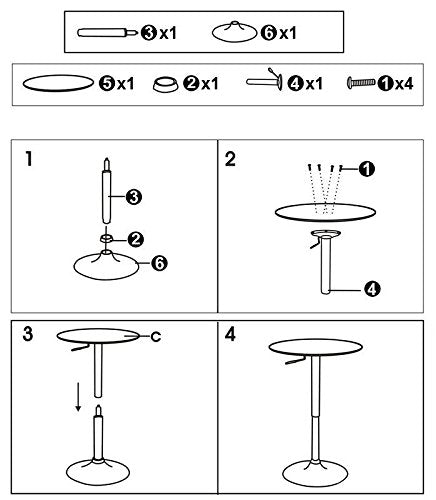 Adjustable Round Pub Table Counter Bar Height MDF Top Table