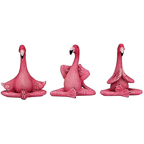 QL60051 The Zen of Pink Flamingos Yoga Statues