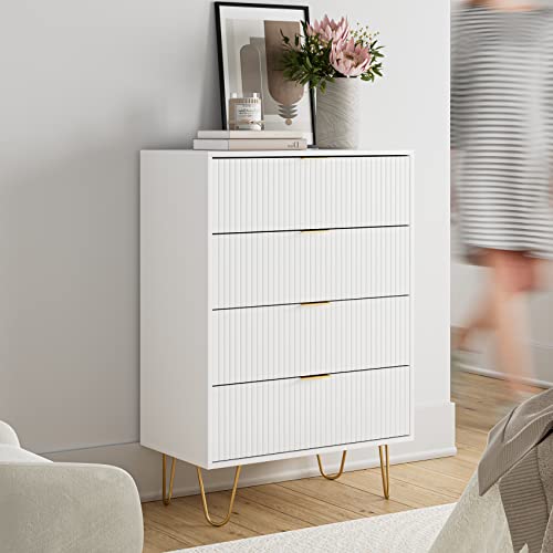 Aobafuir 4 Drawer Dresser, Drawer Chest, Tall Storage Dresser Chest Cabinet Organizer Unit