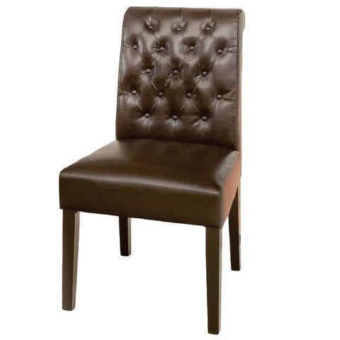 Palermo Leather Tufted Dining Chairs, Brown(pack of 2)