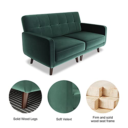 Tufted Velvet Fabric Loveseat Living Room 2 Seater Sofa Upholstered Loveseat Sofa