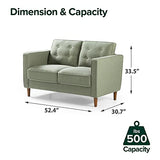 Lauren Loveseat / Button Tufted Cushions / Easy, Tool-Free Assembly, Pear Green