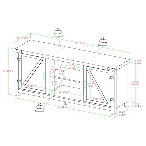 Modern Farmhouse Double Barn Door TV Stand