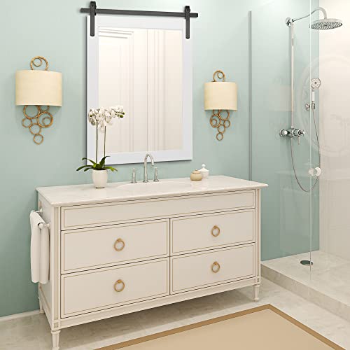 Farmhouse Wall Mirror Rustic Horizontal Wood Framed Bathroom Mirror