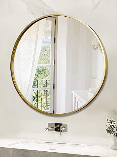 Gold Round Mirror Wall Mounted,23.6in Large Circle Mirrors for Wall
