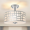 Modern 3-Lights Semi Flush Mount Light Fixture,Close to Ceiling Light with Silver Finished