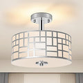 Modern 3-Lights Semi Flush Mount Light Fixture,Close to Ceiling Light with Silver Finished