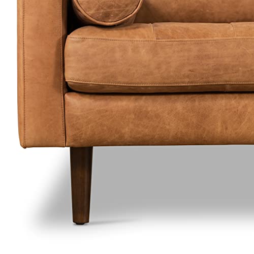 Napa 72" Apartment Sofa in Full-Grain Pure-Aniline Italian Leather, Cognac Tan