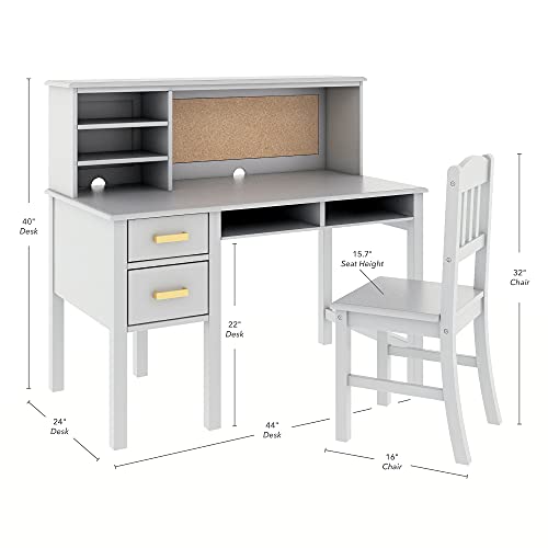 Taiga Desk, Hutch and Chair - Gray