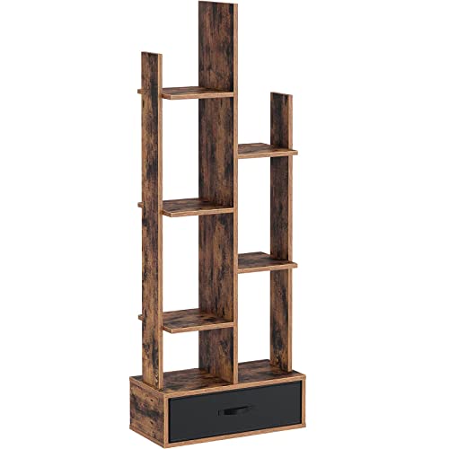 Bookshelf with Drawer,Free Standing Book Shelf Industrial Shelf Free Standing Storage