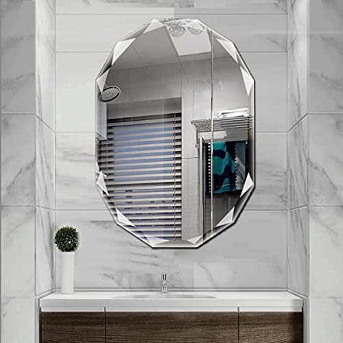 Single Beveled Edge Frameless Wall Mount Bathroom Vanity Mirror