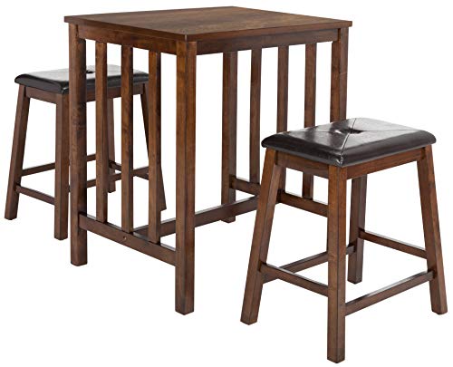 Home Collection Ilana 3 Piece Pub Set, Chestnut and Black