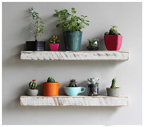 Accent Floating Shelves | Reclaimed Wide Plank Barn Wood with Floating Brackets