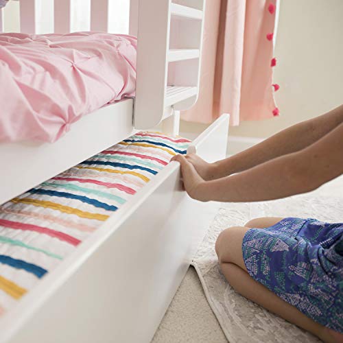 Bunk Bed, Twin-Over-Twin Bed Frame For Kids With Trundle, White