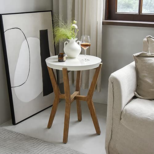 Modern Round Side Table, Boho Pedestal Table for Decorative Display