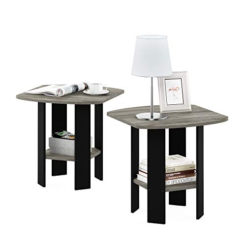 Simple Design End Table, 2-Pack, French Oak Grey/Black