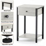 Nightstand Set of 2 Modern End Table Side Table with Drawer and Storage Shelf Wood Night