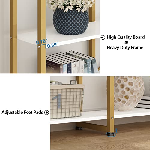 Triple Wide 5-Tier Bookshelf, 70.87" L x 79.13" H Extra Large Gold Bookcase,