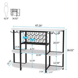 Wine Rack Table, 47 Inch Modern Wine Bar Cabinet with Storage