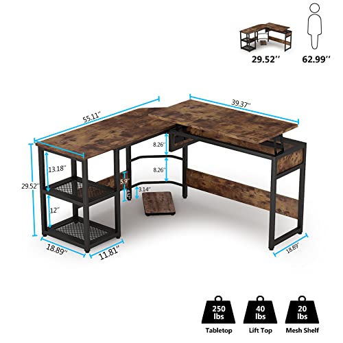 L Shaped Desk with Lift Top