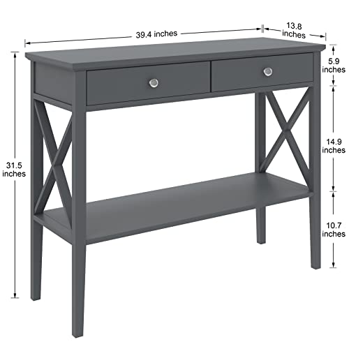 Console Sofa Table Classic X Design with 2 Drawers