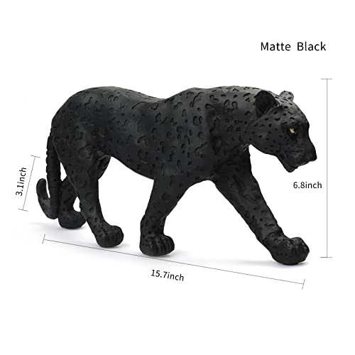 Cheetah Statue Black Panther Leopard Figurine in Resin Animal Sculpture