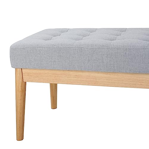 Saxon Fabric Bench, Light Grey, 15.75” D x 43.50” W x 17.00” H