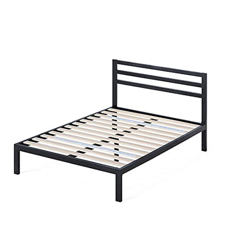 Mia Metal Platform Bed Frame with Headboard / Wood Slat Support