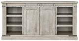 Modern Farmhouse TV Stand Fits TVs up to 58", Sliding Barn Doors