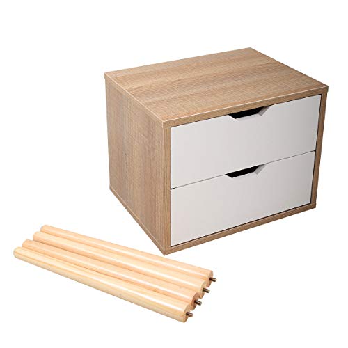 Nightstand 2 Drawers End Table Storage Wood Cabinet Bedroom Accent Side Table
