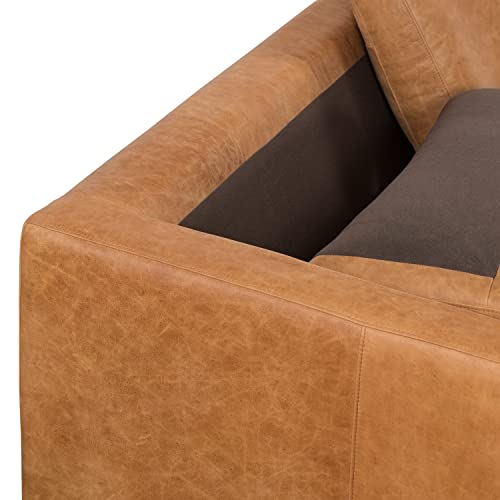 Napa 72" Apartment Sofa in Full-Grain Pure-Aniline Italian Leather, Cognac Tan