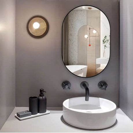 Black Oval Wall Mirror,