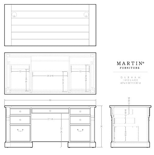 Durham Double Pedestal Executive Desk, White