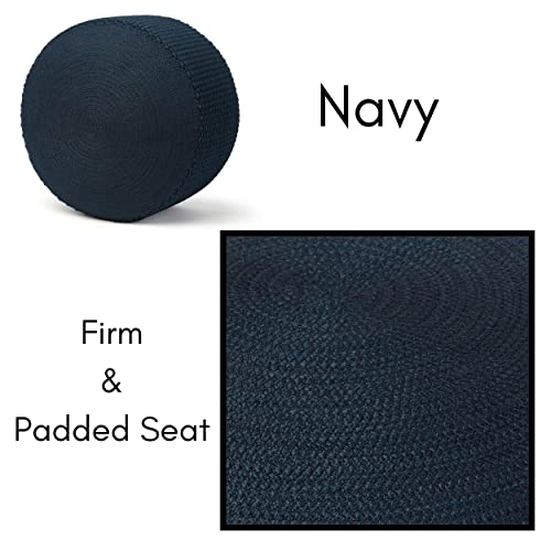 Indoor or Outdoor Pouf Foot Stool Ottoman - Navy - Knit Bean Bag Floor Chair
