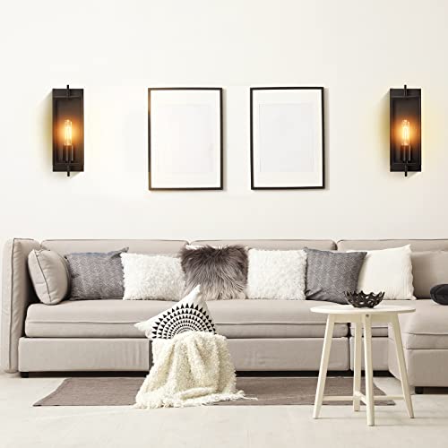 Industrial Black Wall Sconces, Vintage Farmhouse Wall Sconces Lighting Set of 2